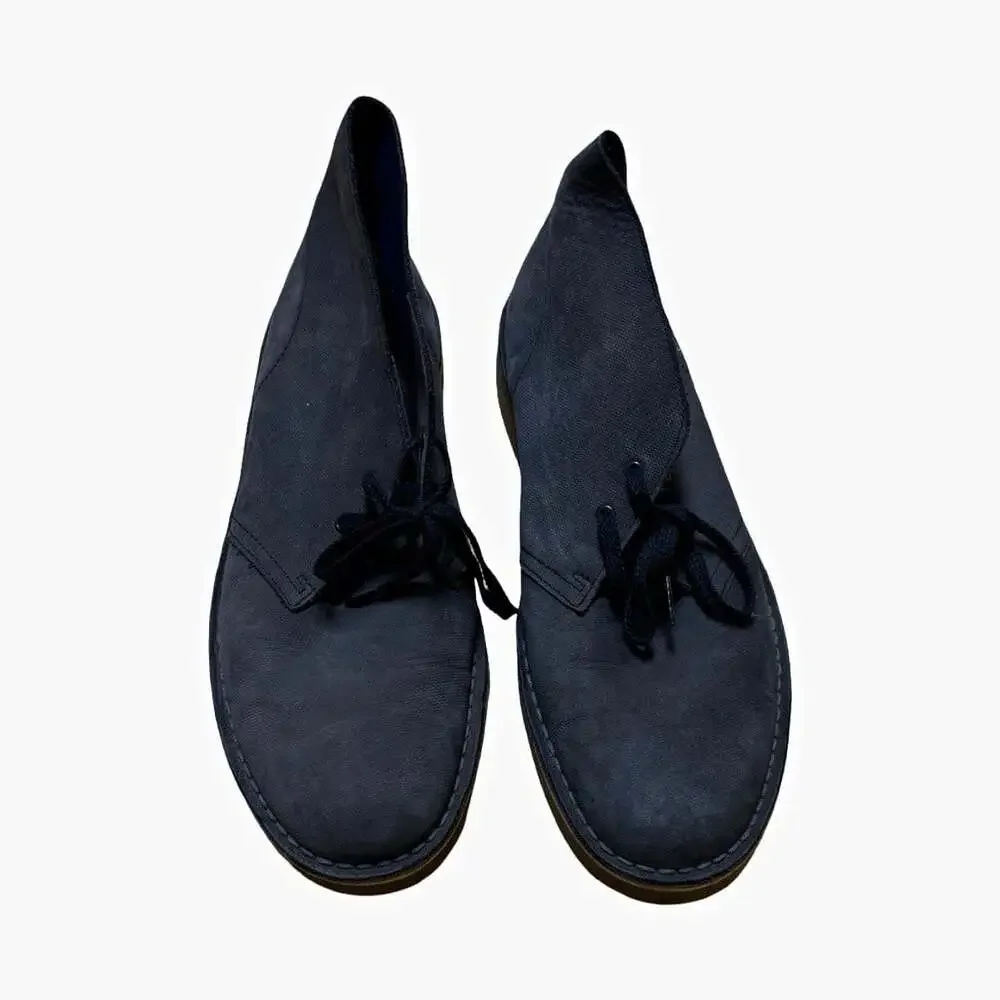 Clarks Men’s Blue Suede Chukka Ankle Boots Lace-Up Round Toe US 10 M